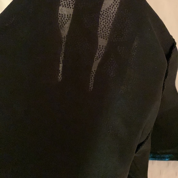 Aqua Metallic Blue and Black Mermaid Booty Shorts - Picture 3 of 4